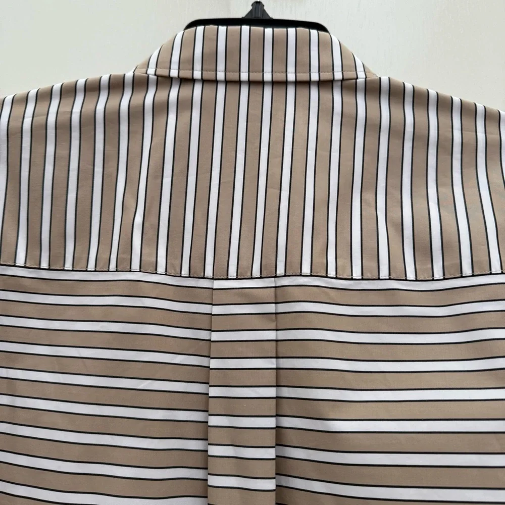 NWT Lafayette 148 New York Oversize Stripe Cotton Button-Up Shirt - Picture 15 of 16